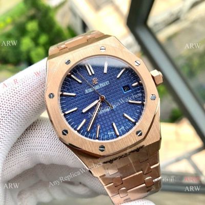 Audemars Piguet Royal Oak Rose Gold Blue Face Watches Low Price